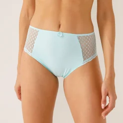 Slip En Shorty<Confidence Lingerie Maxislip in kant en katoen, effen en met bloemenprint, Tropea - set van 4 aqua