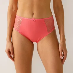 Slip En Shorty<Confidence Lingerie Maxislip in kant en katoen, effen en met stippenprint, Tropea - set van 4 roze