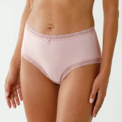 Slip En Shorty<Blancheporte Maxislip in katoen en kant - set van 3 ivoorkleur + beige + roze