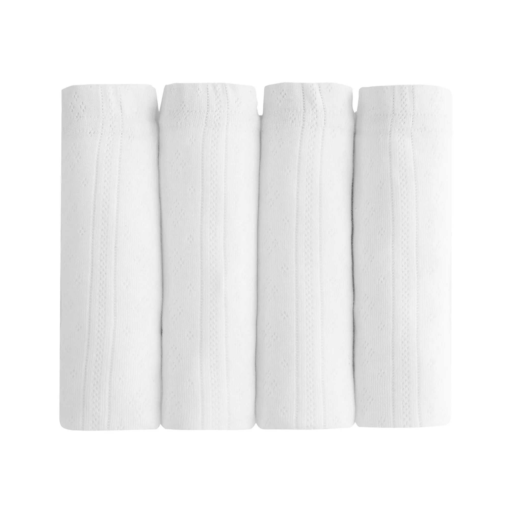 Slip En Shorty<Blancheporte Maxislip in katoen met jacquardmotieven - Set van 4 wit