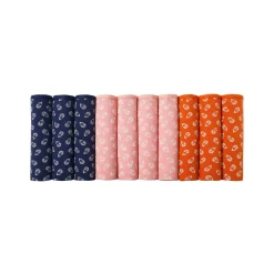 Slip En Shorty<Blancheporte Maxislip in rekbaar katoen met bloemetjesprint - set van 10 marine / roze