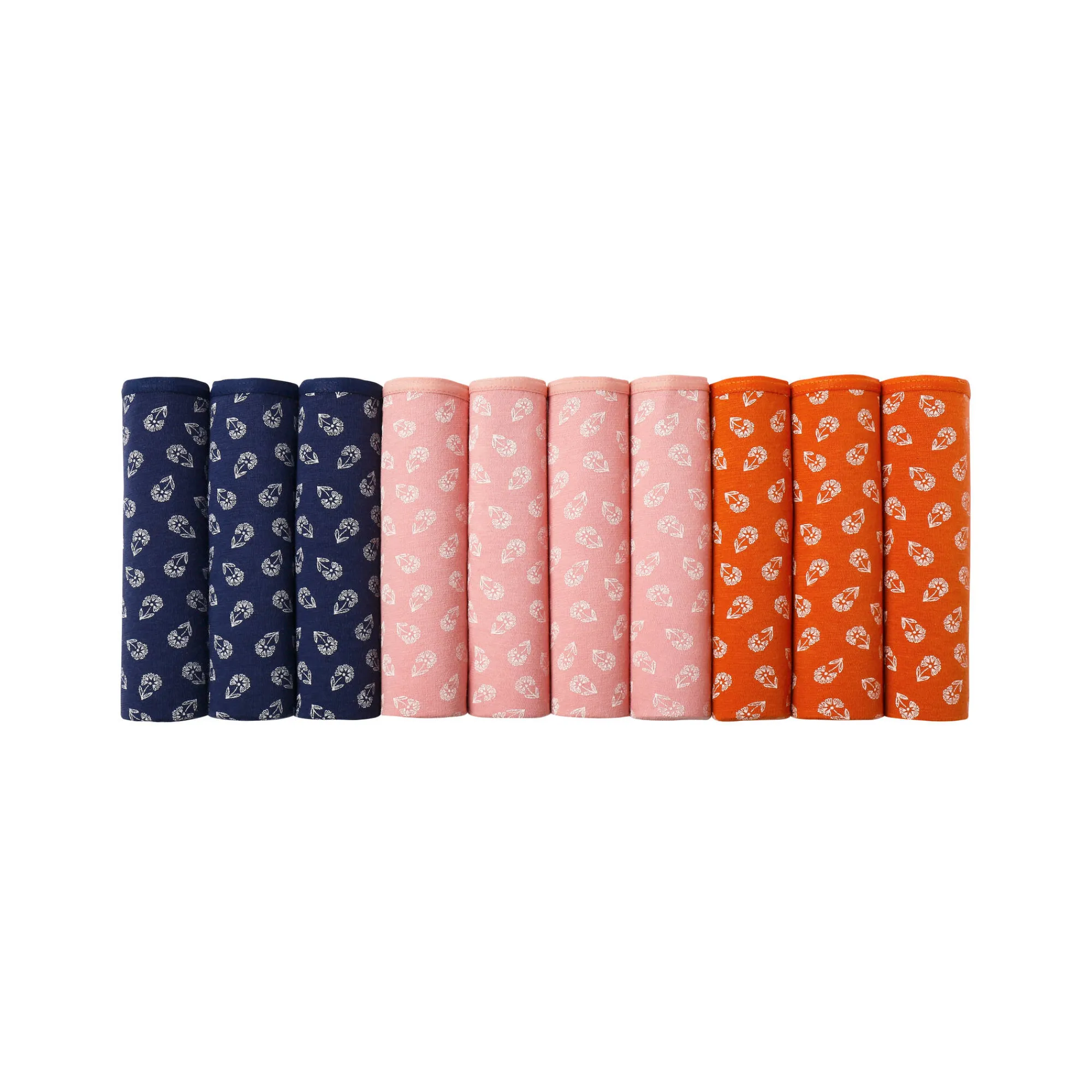 Slip En Shorty<Blancheporte Maxislip in rekbaar katoen met bloemetjesprint - set van 10 marine / roze