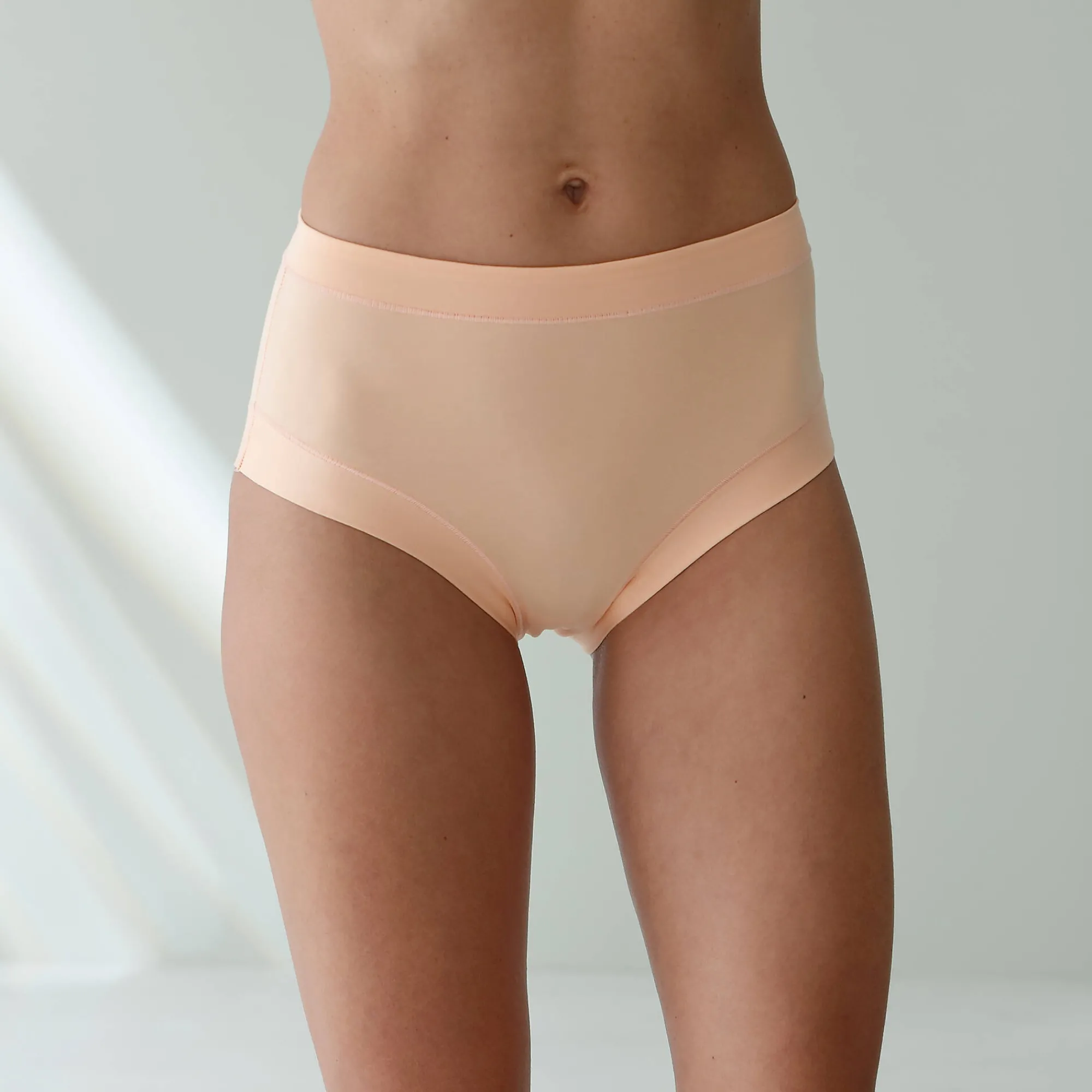 Slip En Shorty<Blancheporte Maxislip in stretchkatoen met comfortabele tailleband "zonder elastieken" - set van 2 nude + perzik