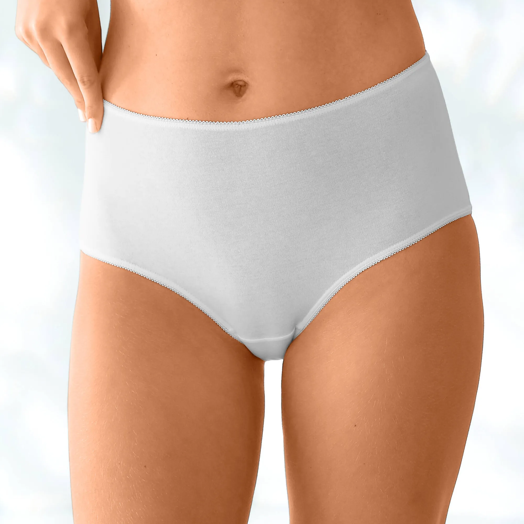 Slip En Shorty<Blancheporte Maxislip in stretchkatoen - Set van 4 nude + wit