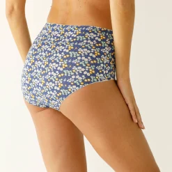 Slip En Shorty<Blancheporte Maxislip in stretchkatoen met bloemenprint - set van 4 blauw / groen