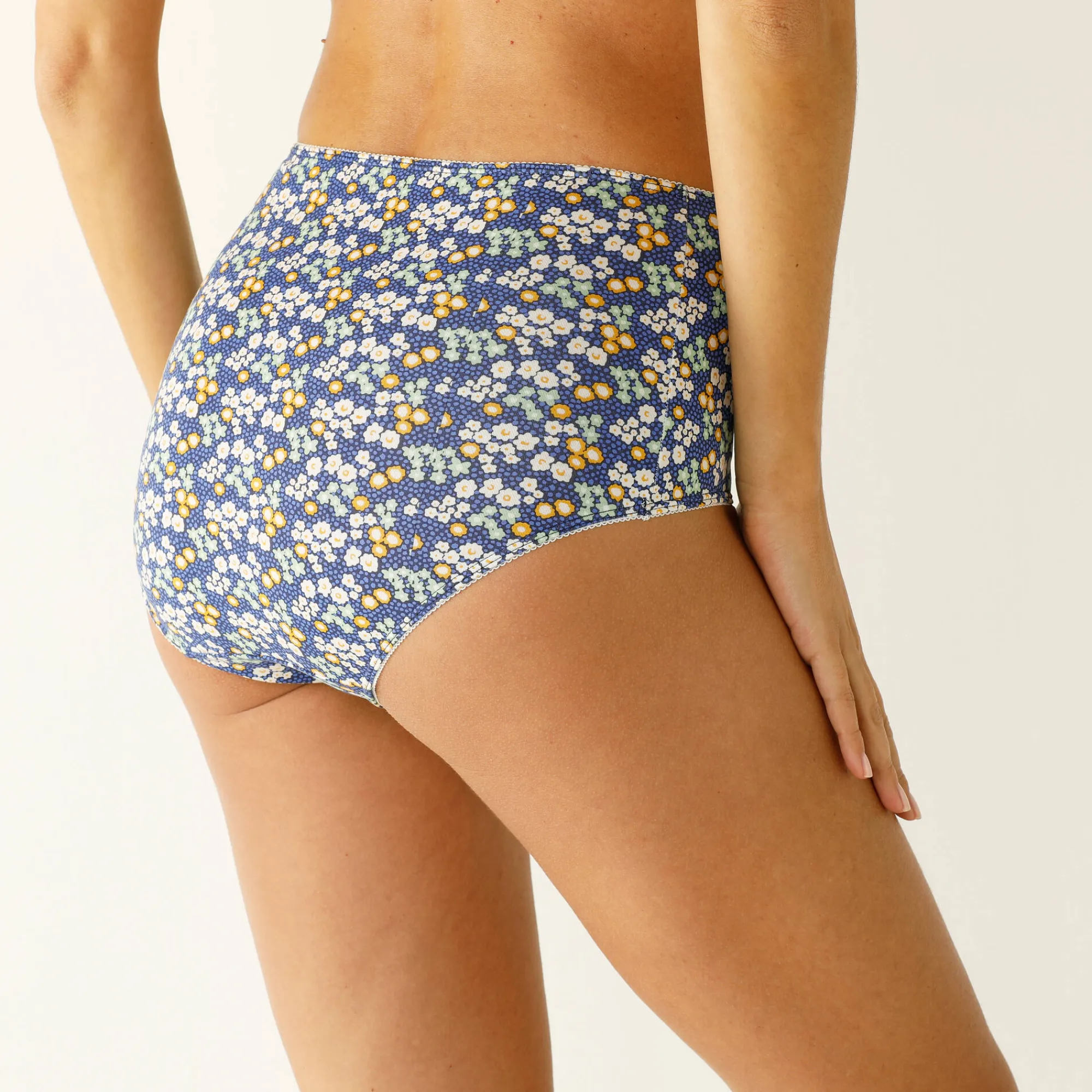 Slip En Shorty<Blancheporte Maxislip in stretchkatoen met bloemenprint - set van 4 blauw / groen