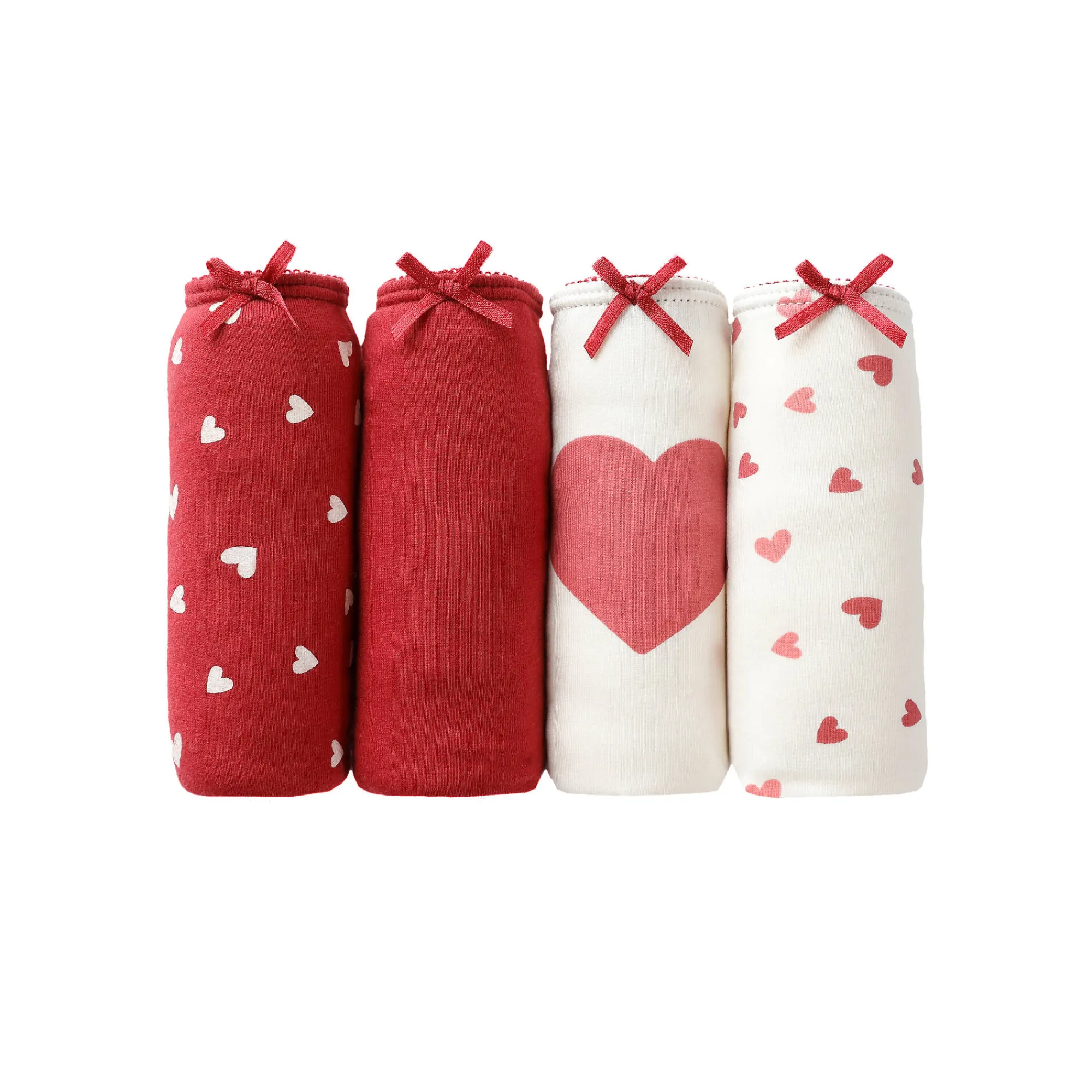 Slip En Shorty<Blancheporte Maxislip in stretchkatoen met hartjesprint - set van 4 rood