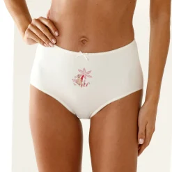 Slip En Shorty<Blancheporte Maxislip in stretchkatoen met "panter" print - Set van 4 rood