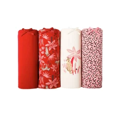 Slip En Shorty<Blancheporte Maxislip in stretchkatoen met "panter" print - Set van 4 rood