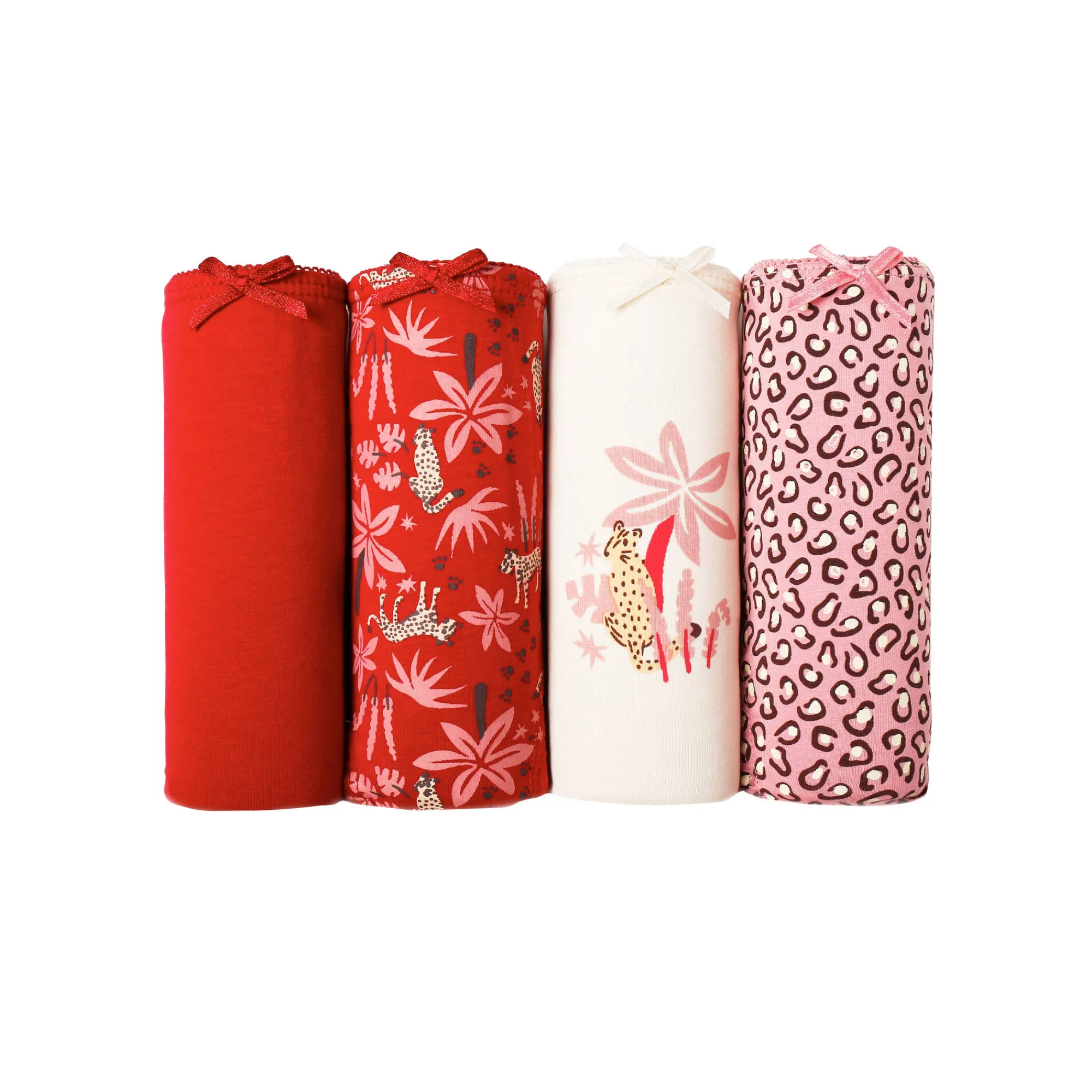Slip En Shorty<Blancheporte Maxislip in stretchkatoen met "panter" print - Set van 4 rood