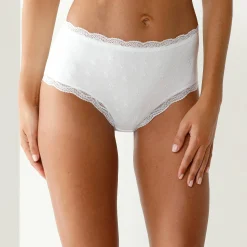 Slip En Shorty<Blancheporte Maxislip met hoge taille in katoen en stretchkant - set van 3 wit