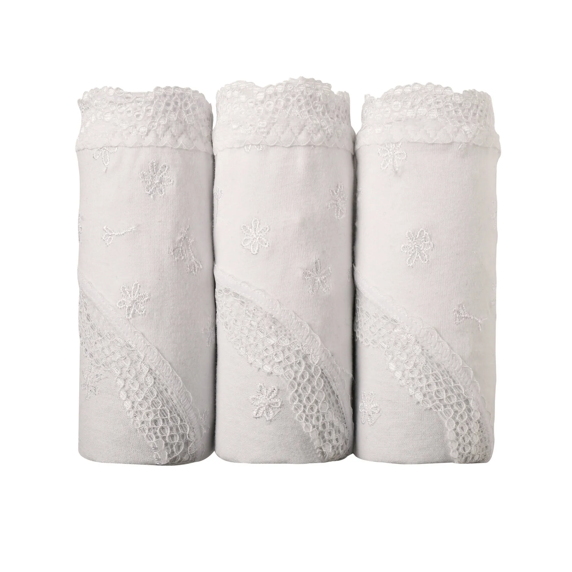 Slip En Shorty<Blancheporte Maxislip met hoge taille in katoen en stretchkant - set van 3 wit