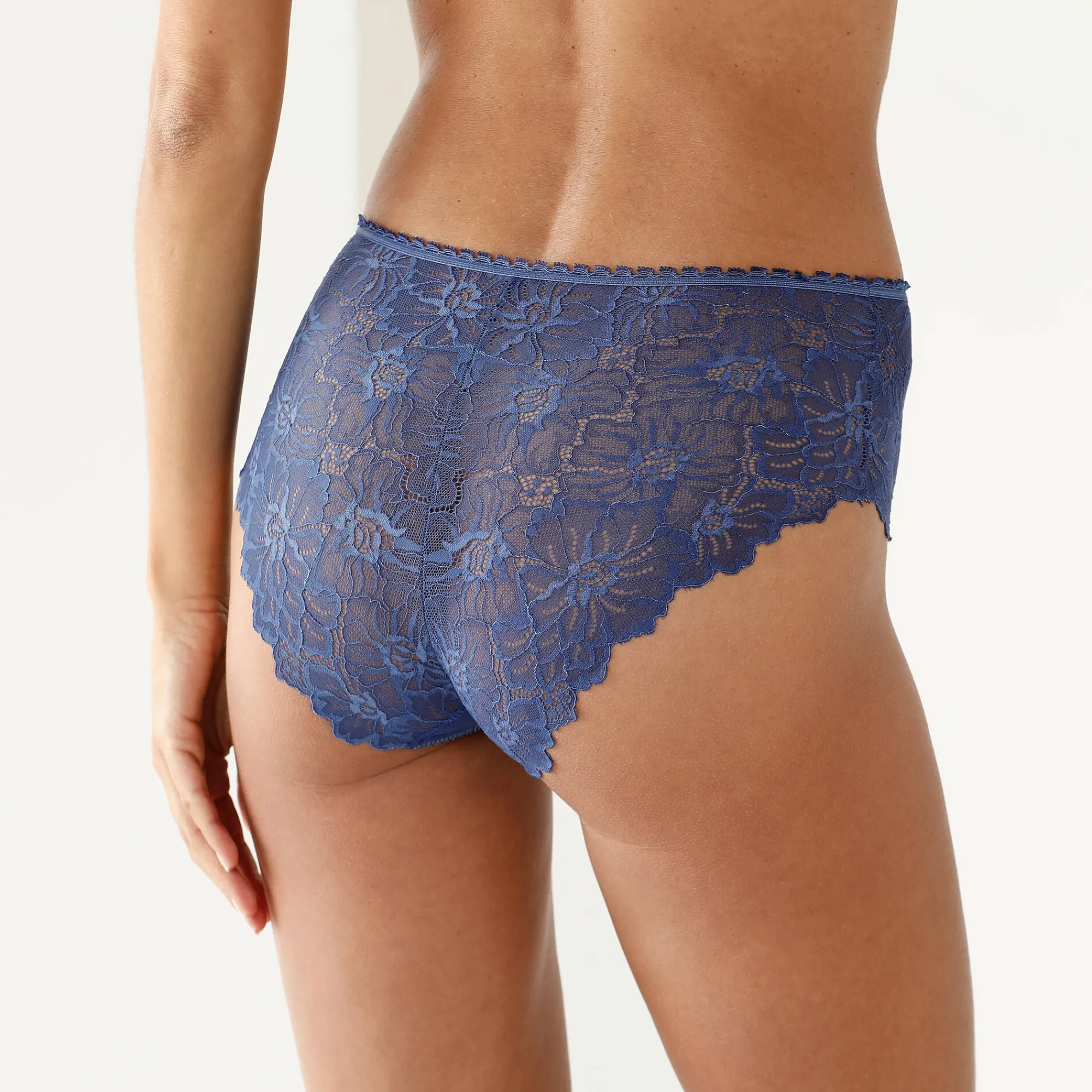 Slip En Shorty<Blancheporte Maxislip met hoge taille in microvezel en rekbare kant - set van 2 zwart + blauw