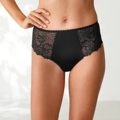 Slip En Shorty<Blancheporte Maxislip met hoge taille in microvezel en rekbare kant - set van 2 zwart + blauw