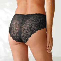 Slip En Shorty<Blancheporte Maxislip met hoge taille in microvezel en rekbare kant - set van 2 zwart + blauw