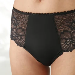 Slip En Shorty<Blancheporte Maxislip met hoge taille in microvezel en rekbare kant - set van 2 zwart + violine