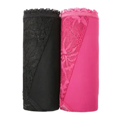 Slip En Shorty<Blancheporte Maxislip met hoge taille in microvezel en rekbare kant - set van 2 zwart + violine