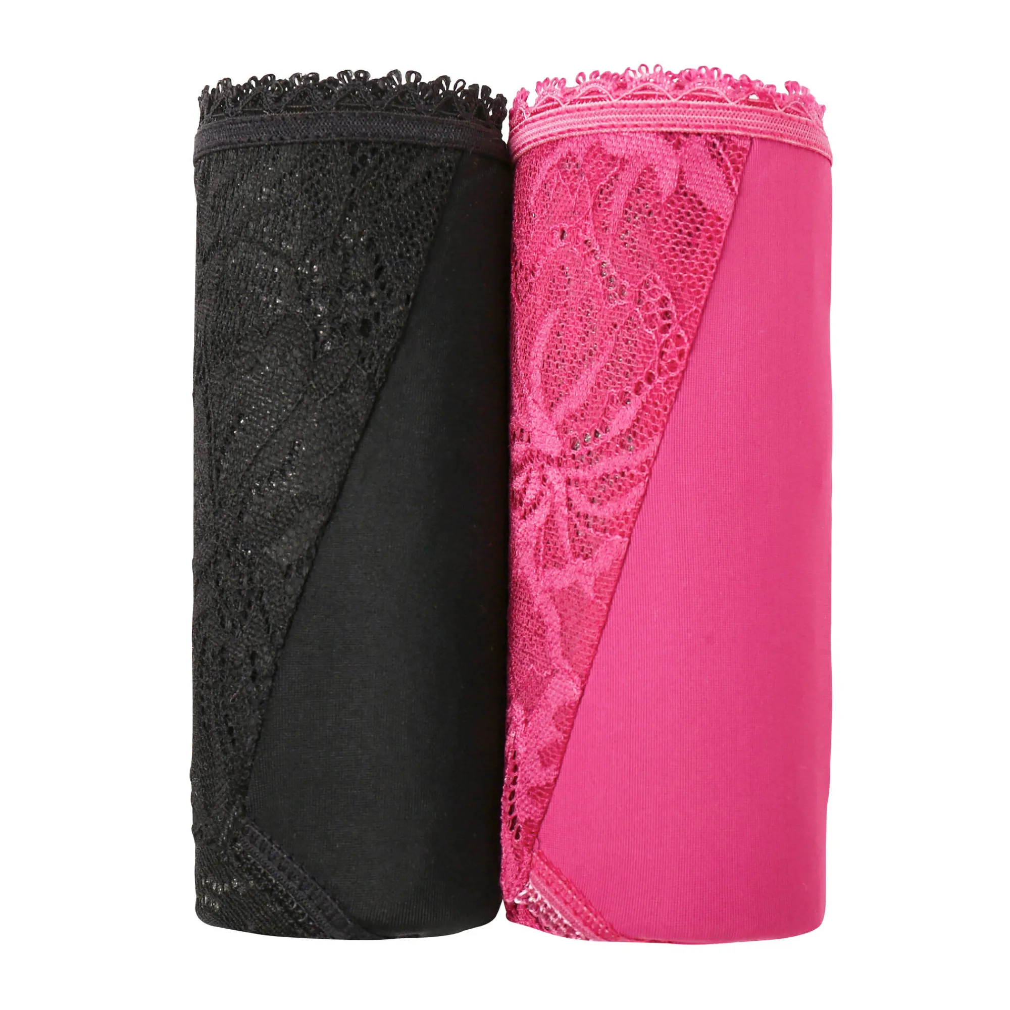 Slip En Shorty<Blancheporte Maxislip met hoge taille in microvezel en rekbare kant - set van 2 zwart + violine