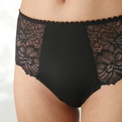 Slip En Shorty<Blancheporte Maxislip met hoge taille in microvezel en rekbare kant - set van 2 zwart + ivoorkleur
