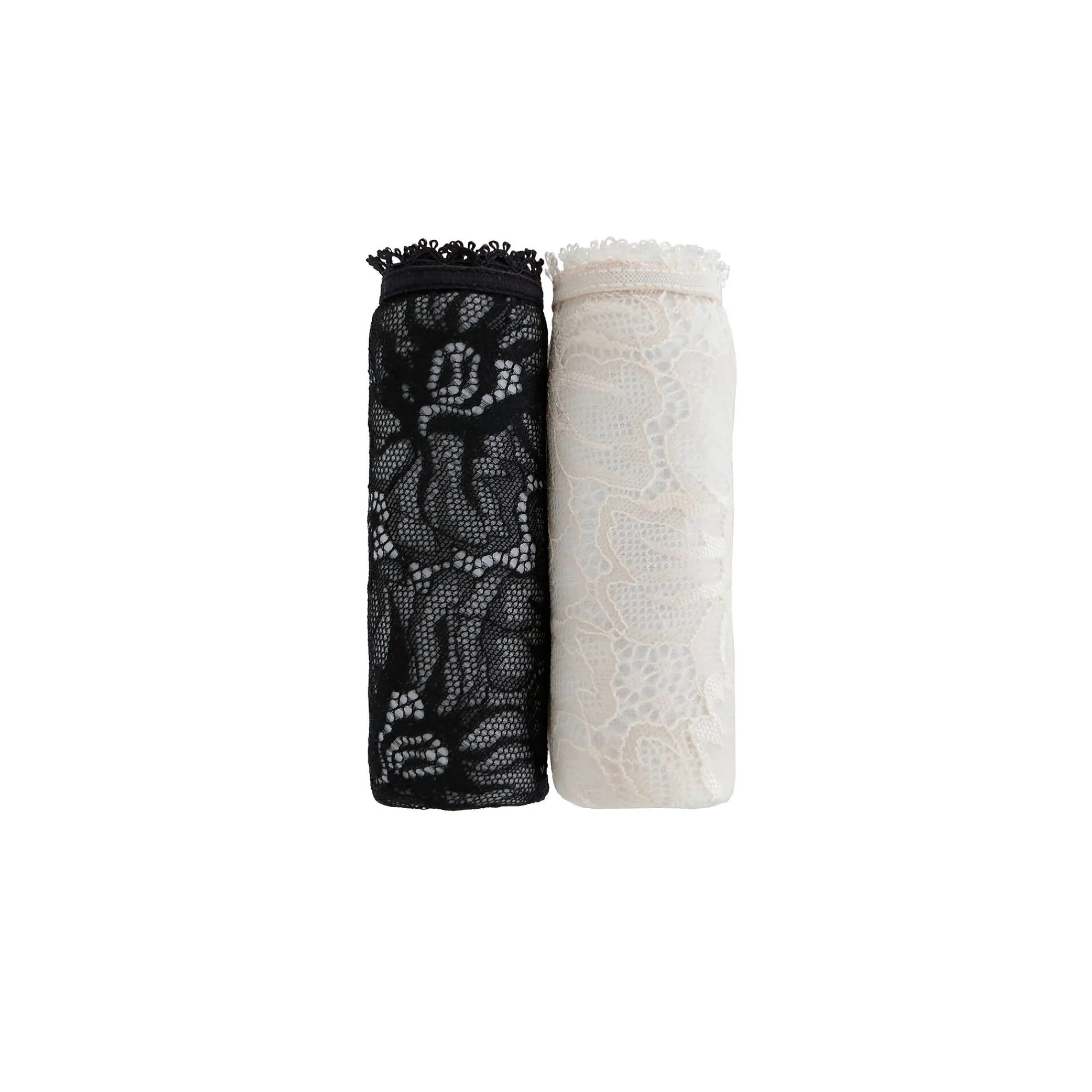 Slip En Shorty<Blancheporte Maxislip met hoge taille in microvezel en rekbare kant - set van 2 zwart + ivoorkleur