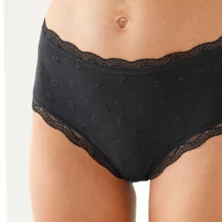 Slip En Shorty<Blancheporte Maxislip met hoge taille in katoen en stretchkant - set van 3 zwart