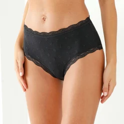 Slip En Shorty<Blancheporte Maxislip met hoge taille in katoen en stretchkant - set van 3 zwart