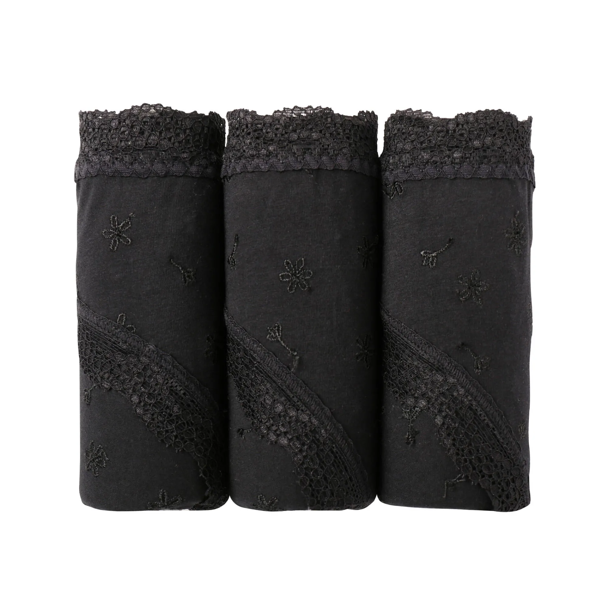 Slip En Shorty<Blancheporte Maxislip met hoge taille in katoen en stretchkant - set van 3 zwart