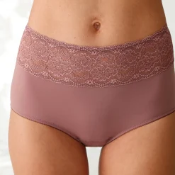 Slip En Shorty<Blancheporte Maxislip met hoge taille en kanten tailleband in microvezel - set van 3 roze