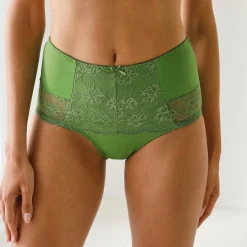Slip En Shorty<Confidence Lingerie Maxislip met hoge taille in microvezel en rekbare kant "Limbara" - set van 2 groen