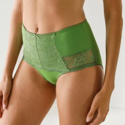 Slip En Shorty<Confidence Lingerie Maxislip met hoge taille in microvezel en rekbare kant "Limbara" - set van 2 groen