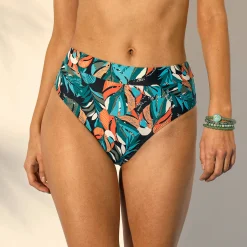 Badmode|Badmode<Blancheporte Maxi-zwemslip met hoge taille Baracoa, 'platte buik' effect zwart / koraal