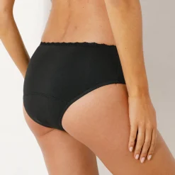 Slip En Shorty<Blancheporte Menstruatieslip met kanten tailleband - maximodel zwart