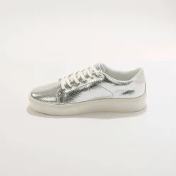 Feestelijke Schoenen|Baskets En Sneakers<Blancheporte Metallic sneakers met veters zilverkleurig