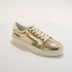 Feestelijke Schoenen|Baskets En Sneakers<Blancheporte Metallic sneakers met veters goudkleurig