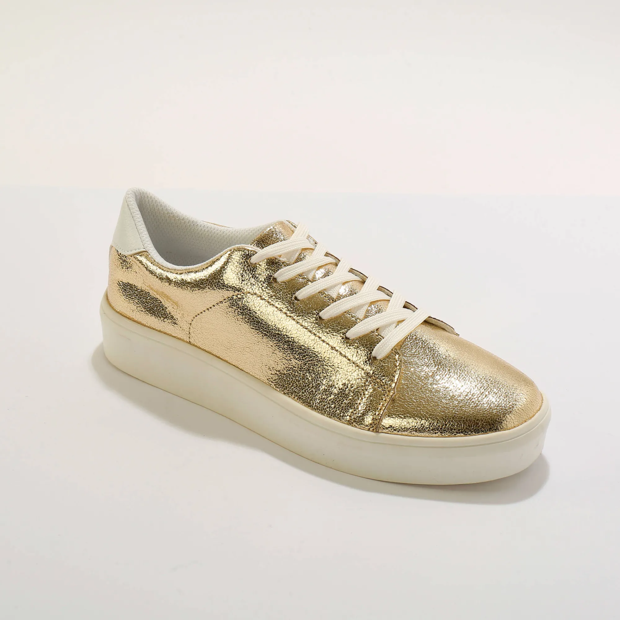Feestelijke Schoenen|Baskets En Sneakers<Blancheporte Metallic sneakers met veters goudkleurig