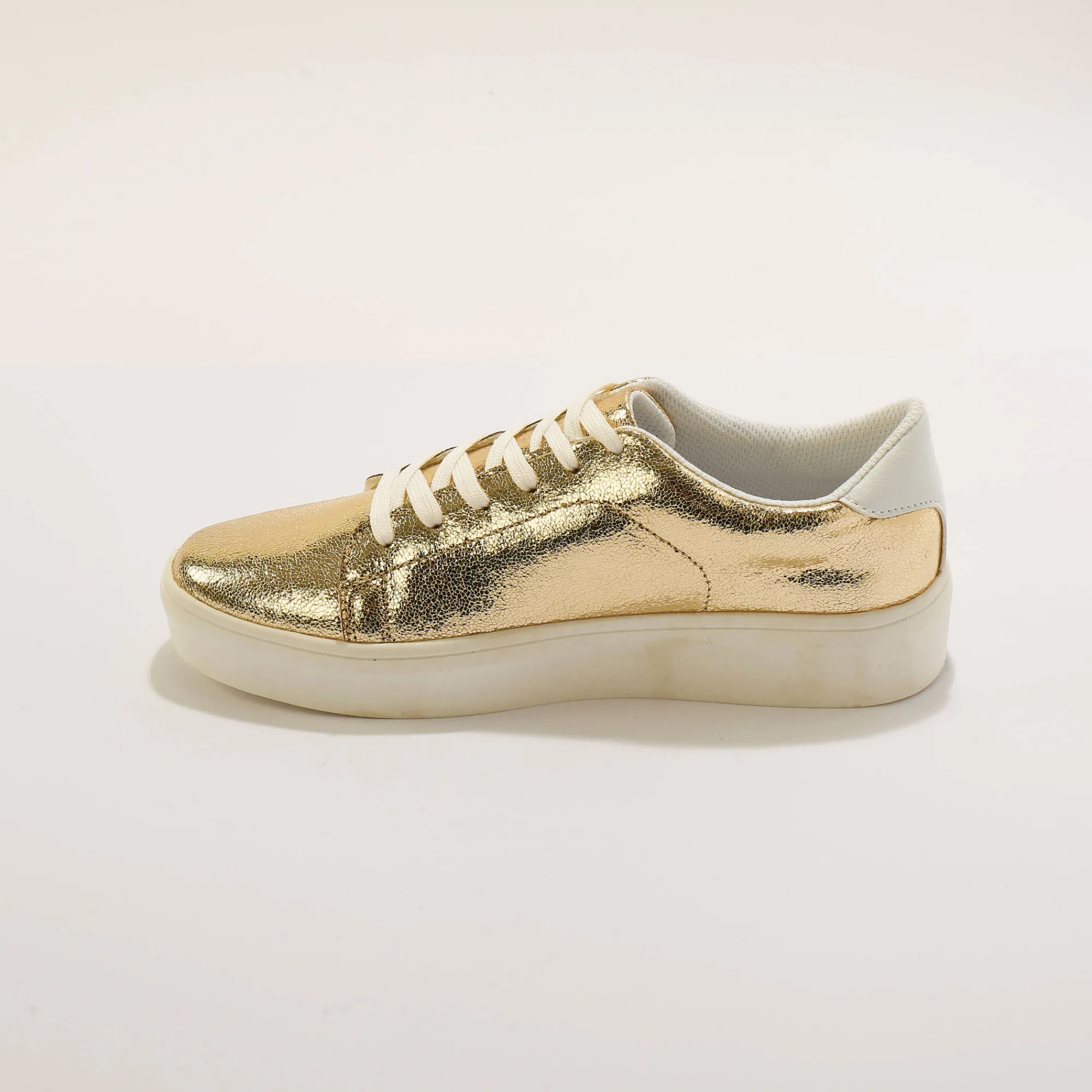 Feestelijke Schoenen|Baskets En Sneakers<Blancheporte Metallic sneakers met veters goudkleurig