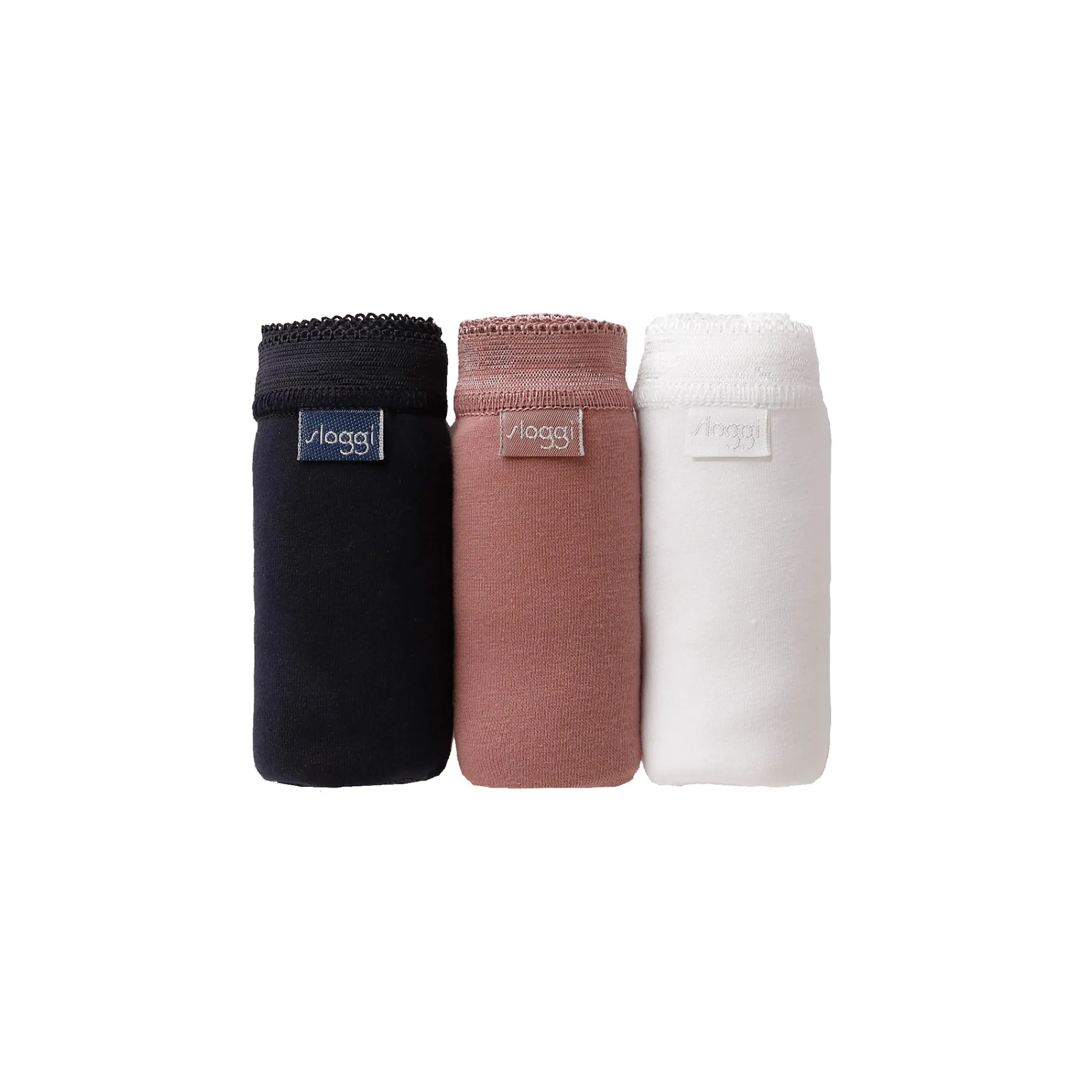 Slip En Shorty<Sloggi Midislip Basic - set van 3 wit + marine + hazelnoot