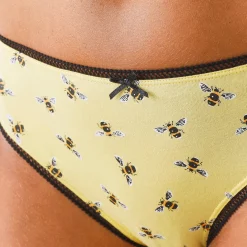 Slip En Shorty<Blancheporte Midislip in katoen bedrukt met bijpassende bijenmotieven - set van 4 zwart / geel