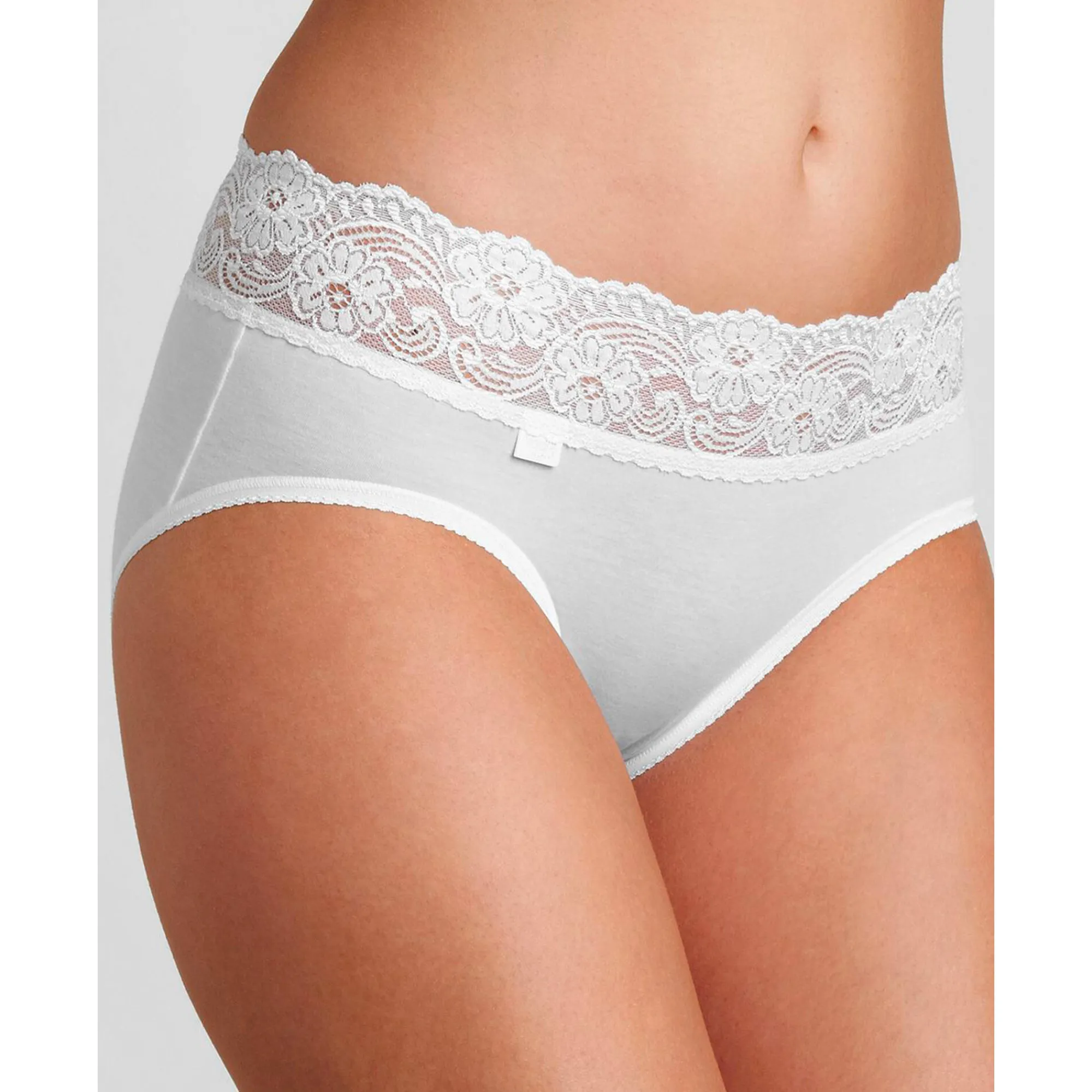 Slip En Shorty<Sloggi Midislip in katoen en kant Romance - set van 4 (3 + 1 gratis)<br> wit