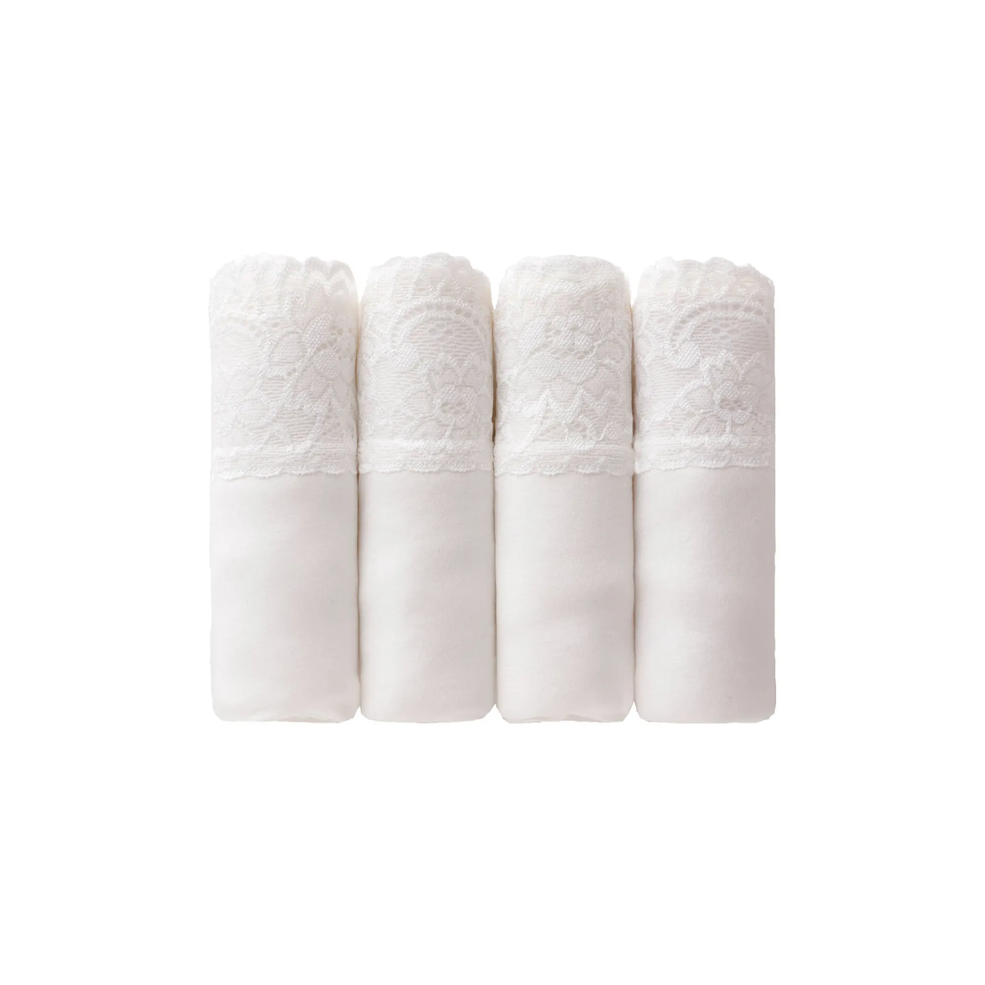 Slip En Shorty<Sloggi Midislip in katoen en kant Romance - set van 4 (3 + 1 gratis)<br> wit