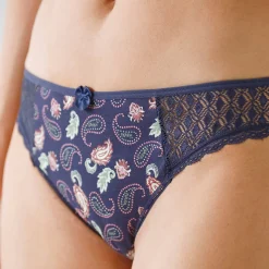 Slip En Shorty<Confidence Lingerie Midislip in katoen en kant met kasjmierprint Coria - set van 2 blauw