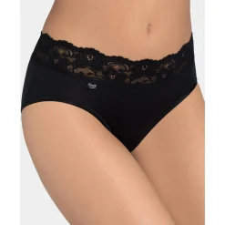 Slip En Shorty<Sloggi Midislip in katoen en kant Romance - set van 4 (3 + 1 gratis)<br> zwart