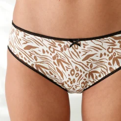 Slip En Shorty<Blancheporte Midislip in katoen met dierenhuidprint - set van 4 zwart / wit