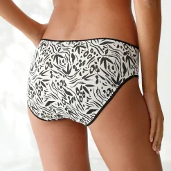 Slip En Shorty<Blancheporte Midislip in katoen met dierenhuidprint - set van 4 zwart / wit