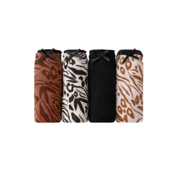 Slip En Shorty<Blancheporte Midislip in katoen met dierenhuidprint - set van 4 zwart / wit