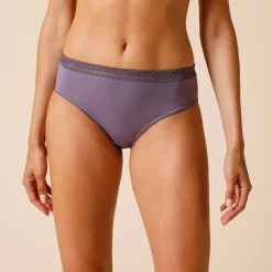 Slip En Shorty<Confidence Lingerie Midislip in microvezel en plumetistule met tweede huid-effect Paia - set van 2 grijsparma