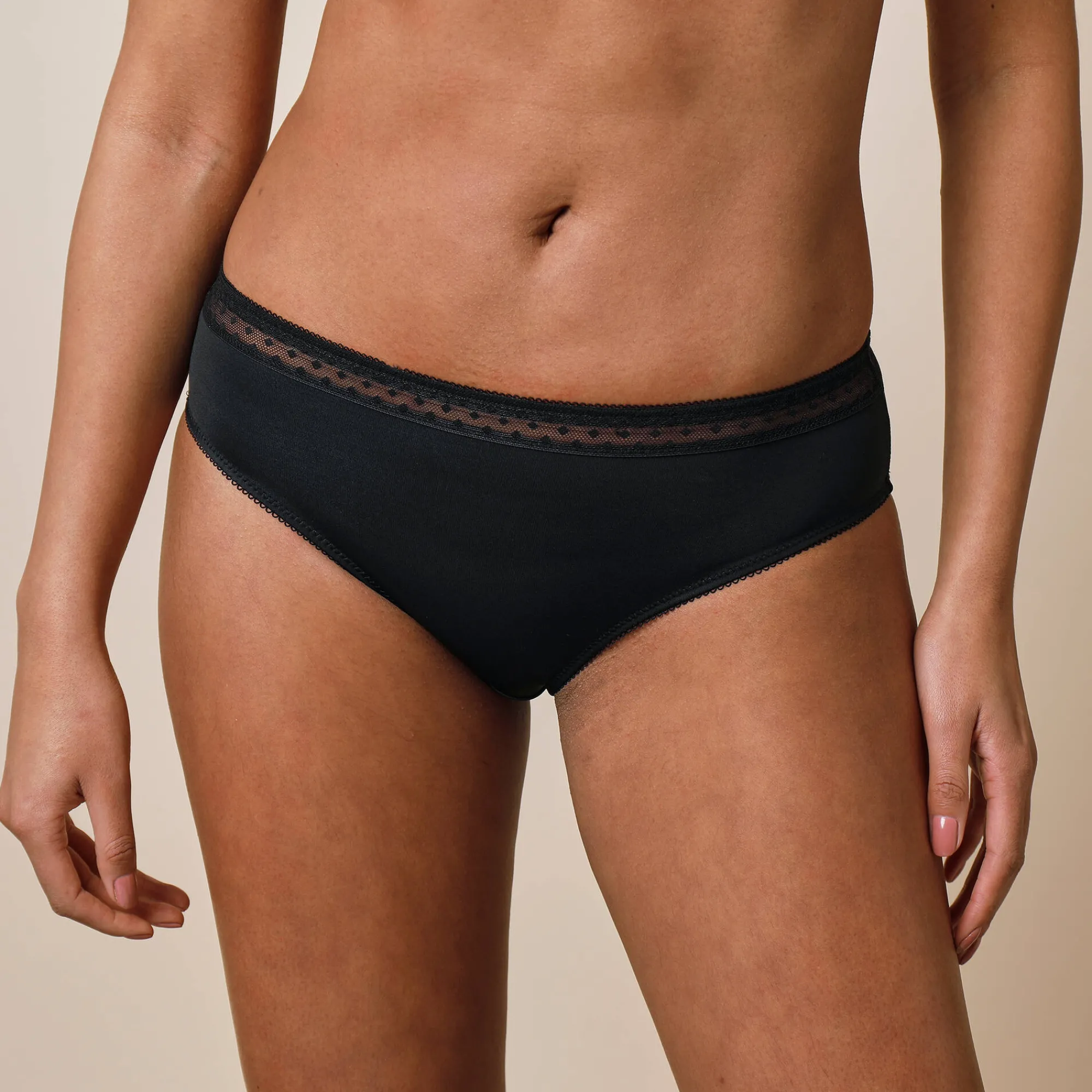 Slip En Shorty<Confidence Lingerie Midislip in microvezel en plumetistule met tweede huid-effect Paia - set van 2 zwart