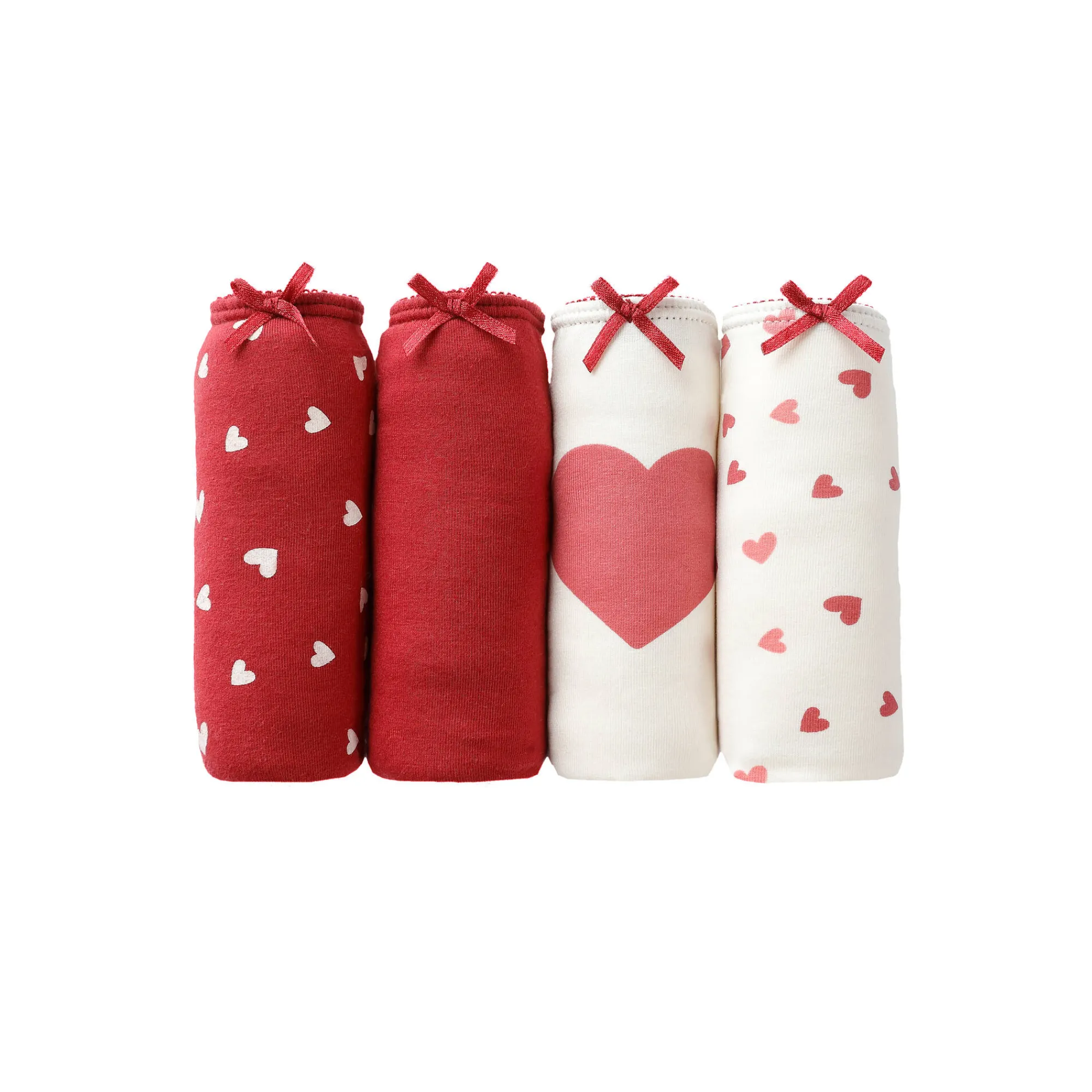 Slip En Shorty<Blancheporte Midislip in stretchkatoen met hartjesprint - set van 4 rood