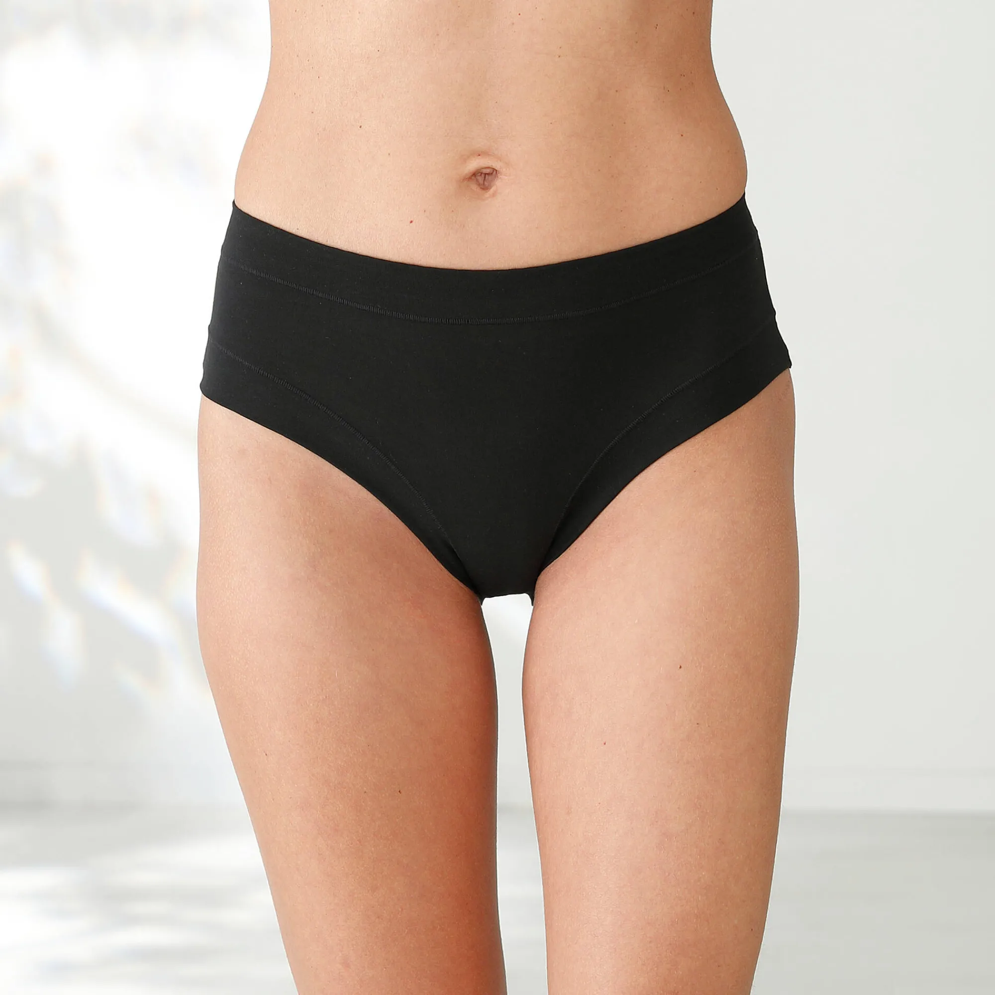 Slip En Shorty<Blancheporte Midislip in stretchkatoen zonder elastieken - set van 2 wit + zwart