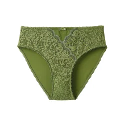Slip En Shorty<Confidence Lingerie Midislip met hoge taille in rekbare kant en tule Guspini - set van 2 groen